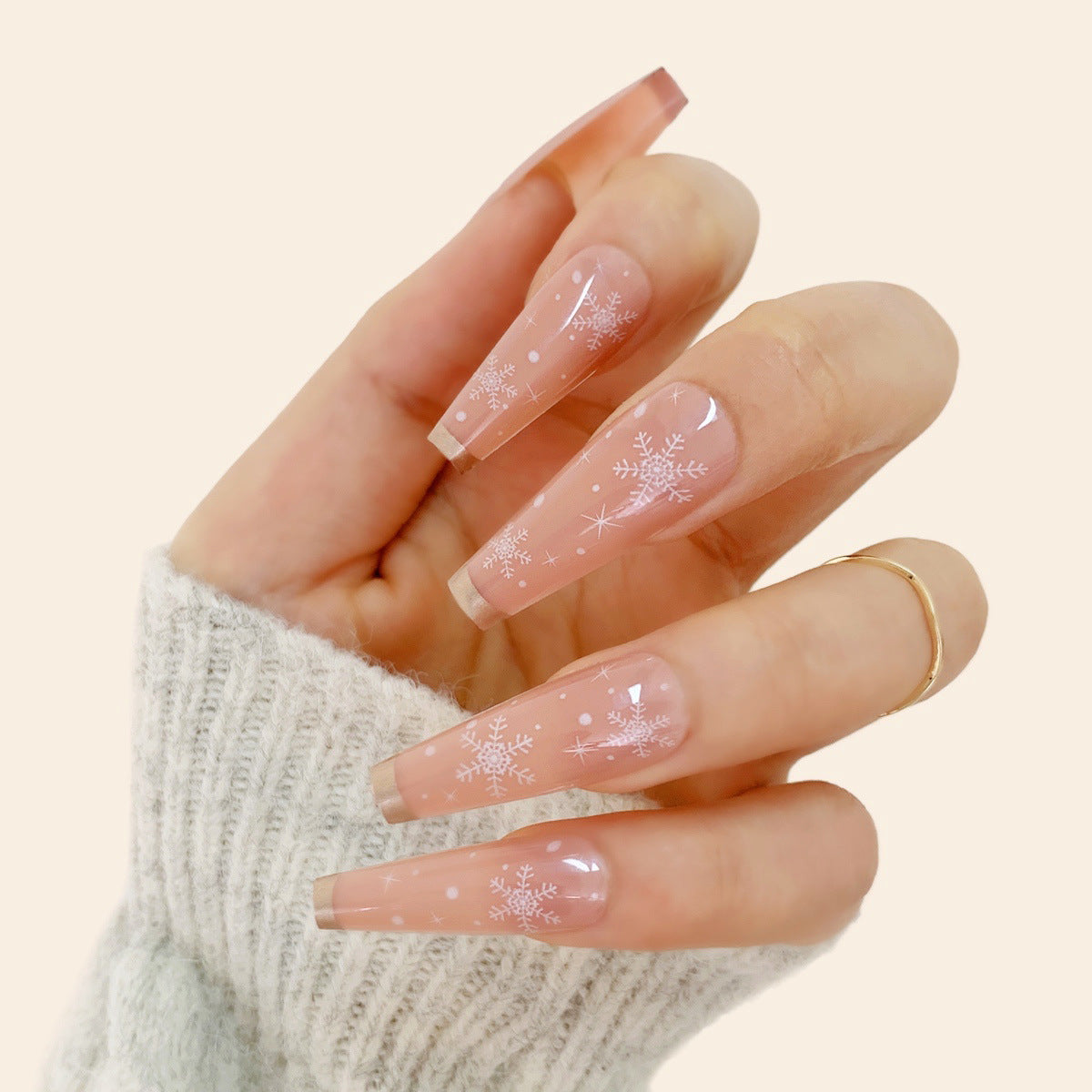 Exclusivo ballet longo nude francês para unhas arte finalizada unha postiça removível remendo para unhas｜365nails