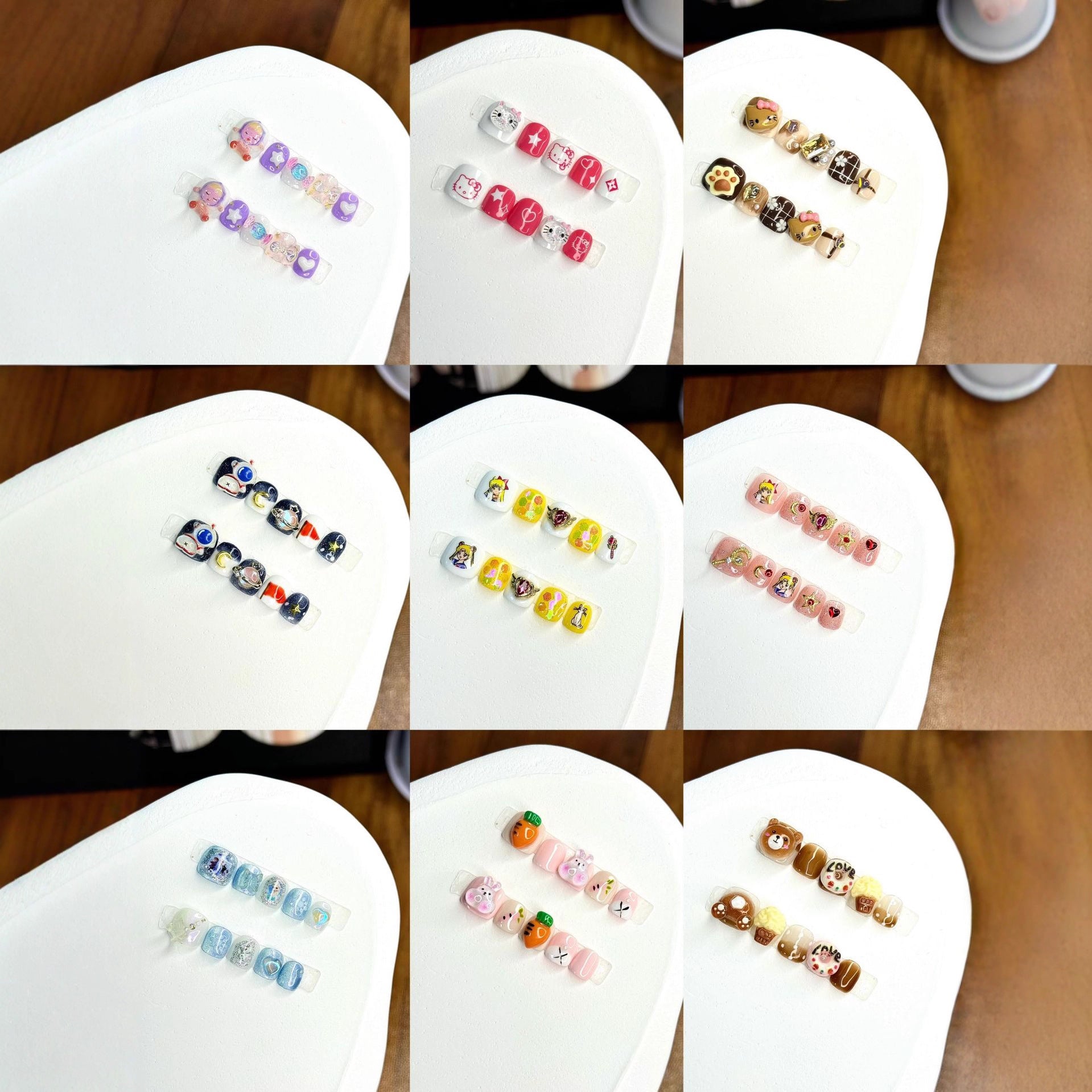 Cute Candy Cartoon Kids Press On Nails Mixed Style Set