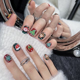 Merry Christmas Press‑On Nails – Snowman Reindeer Gift Design