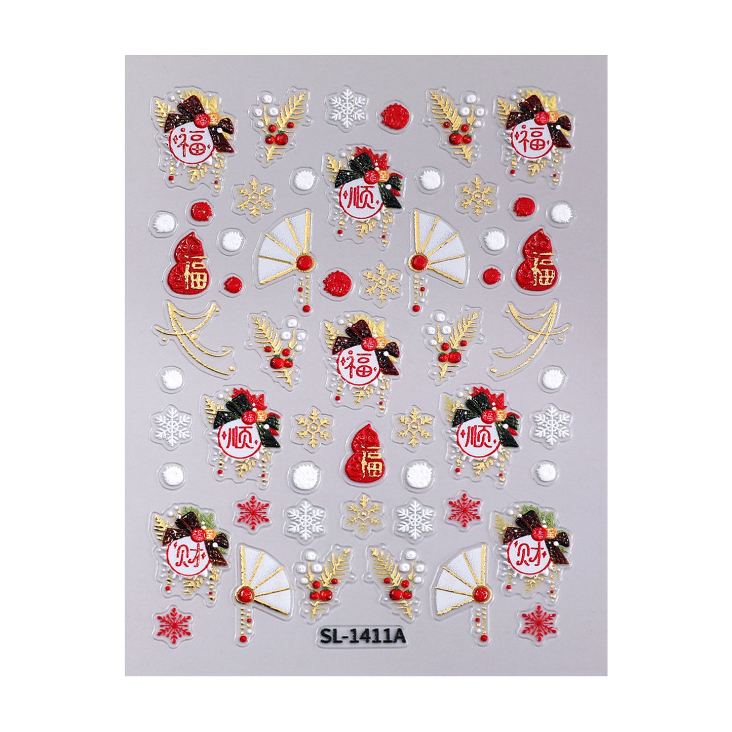 Bronzing Snowflake Lucky Bag Nail Art Sticker 5D Embossed Three-dimensional Snowball Snowflake DIY Nail Sticker Jewelry SL