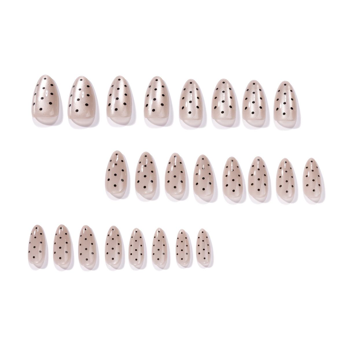 „Sheer Nude Polka Dot Almond“ – klassische minimalistische Press-on-Nägel