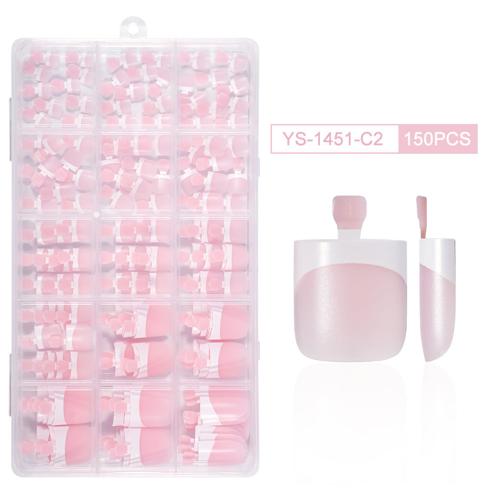 Nail Tips Press-on toenails French Short Foot Nail Nude Traceless Prefabricated (MOQ=3)