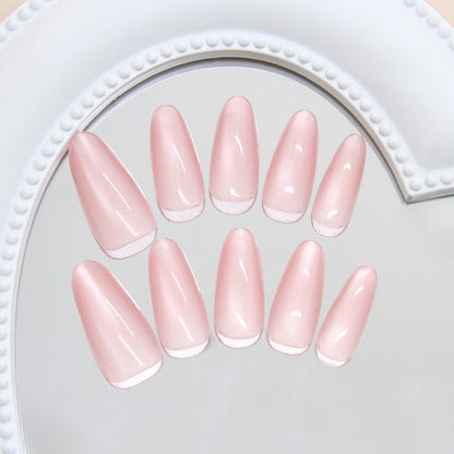 Nail Tips  Prefabricated Nail Sweet and Clear Peach Powder cat eye Fashion Versatile White ins  Nail Art 30 Pieces｜365nails