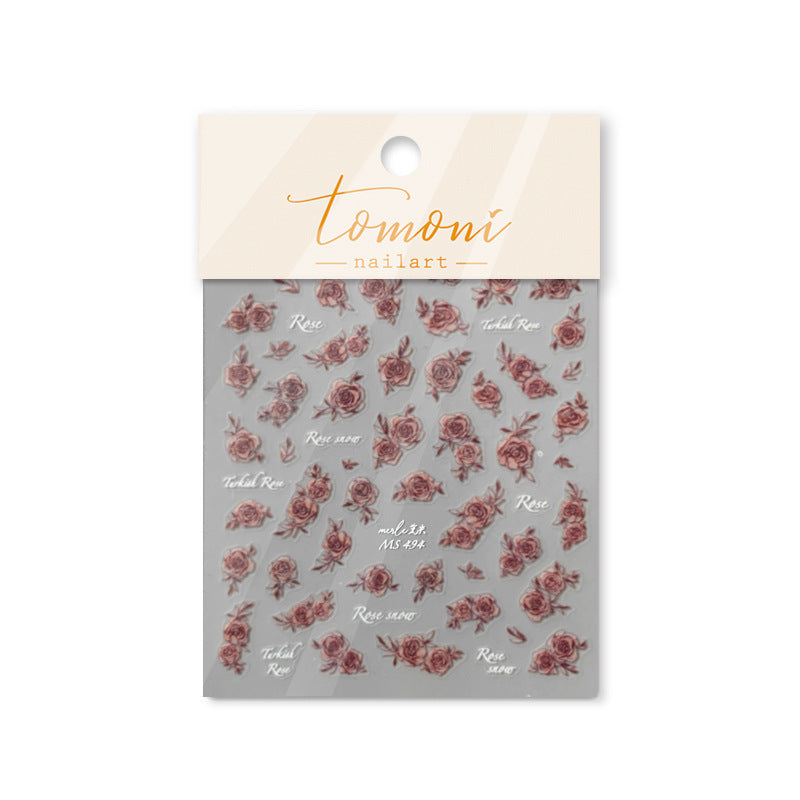 365nails: 빈티지 장미 입체 스티커 세트 – 네일 아트 스티커