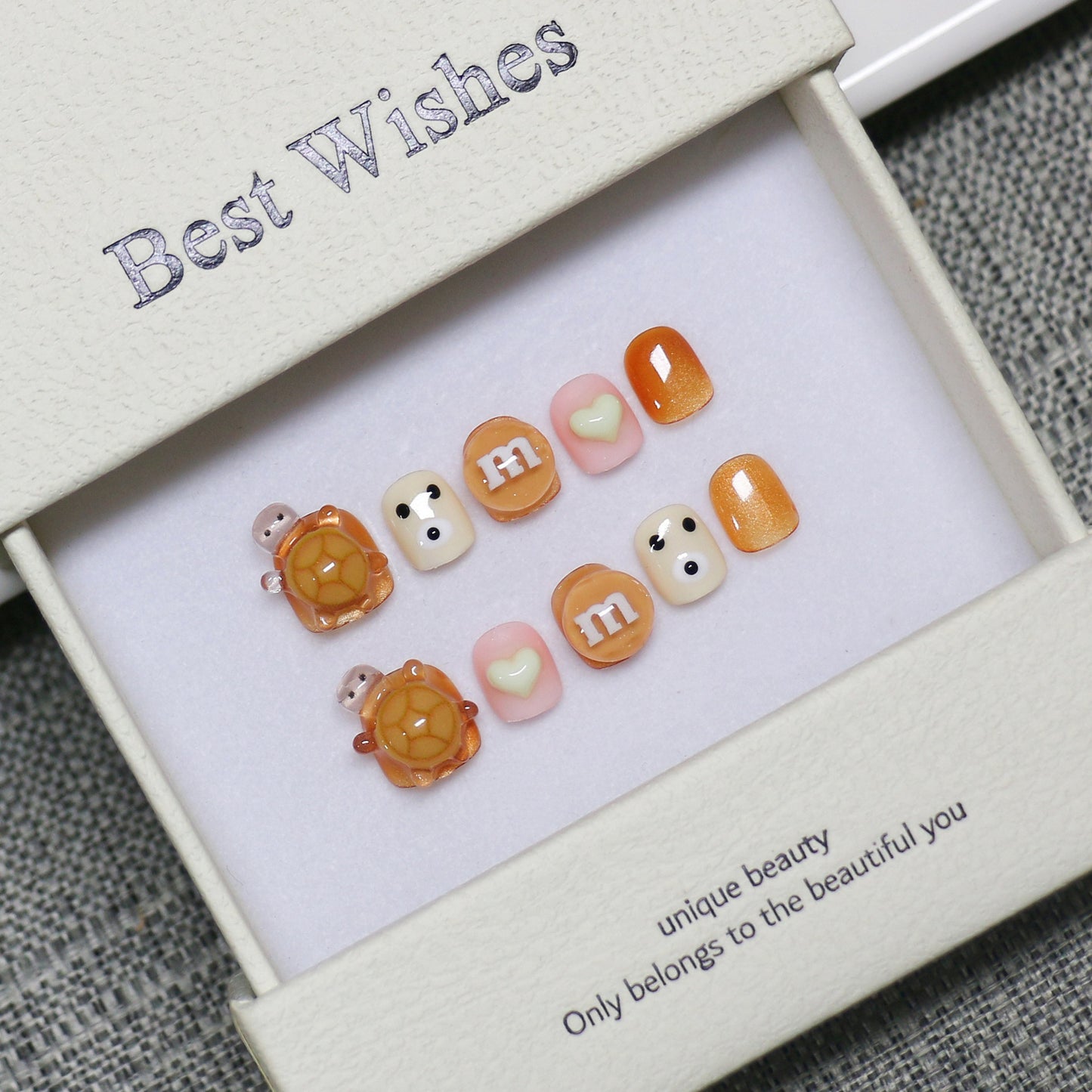 New handmade press-on nails cute cartoon fake nail flakes 3-12 years old