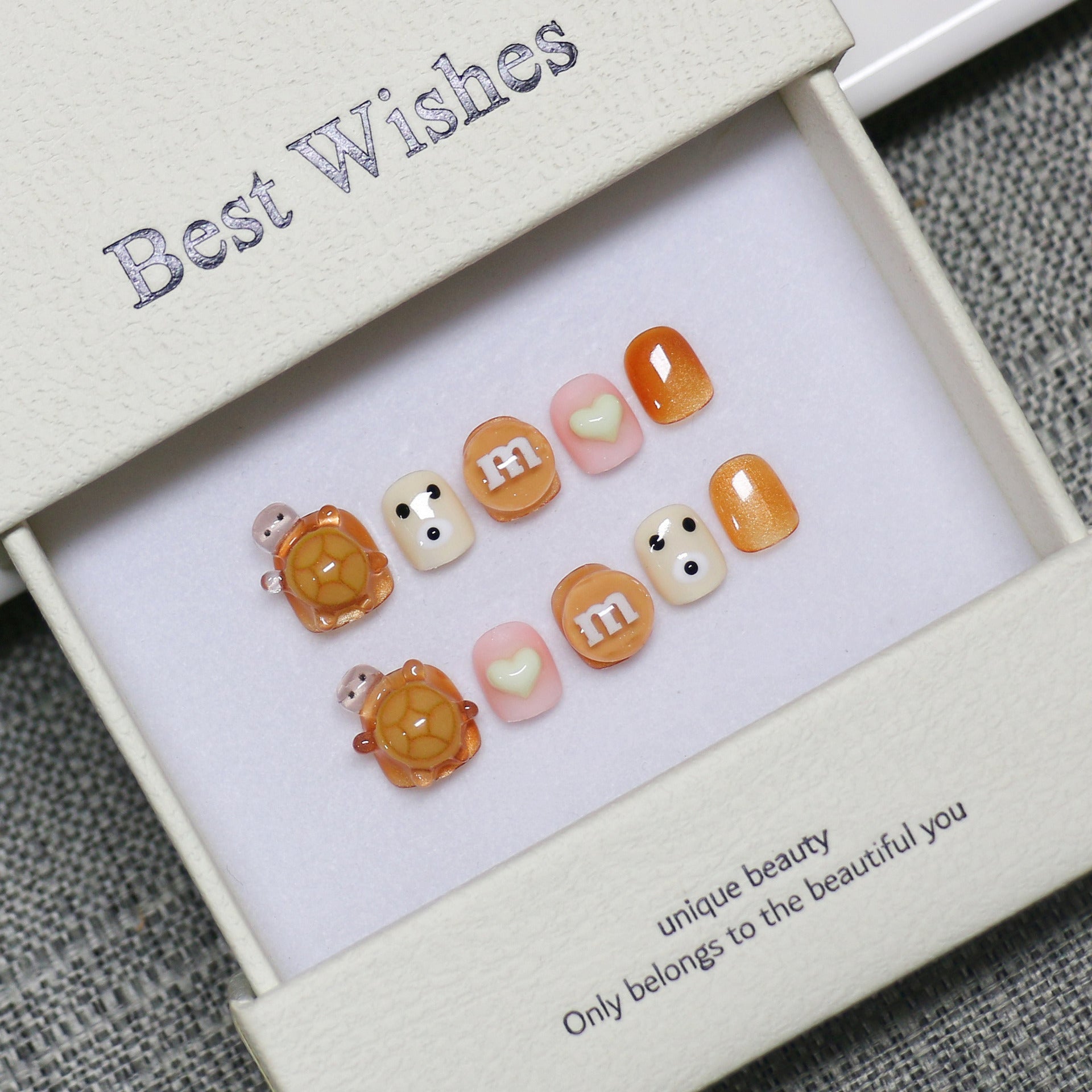 New handmade press-on nails cute cartoon fake nail flakes 3-12 years old