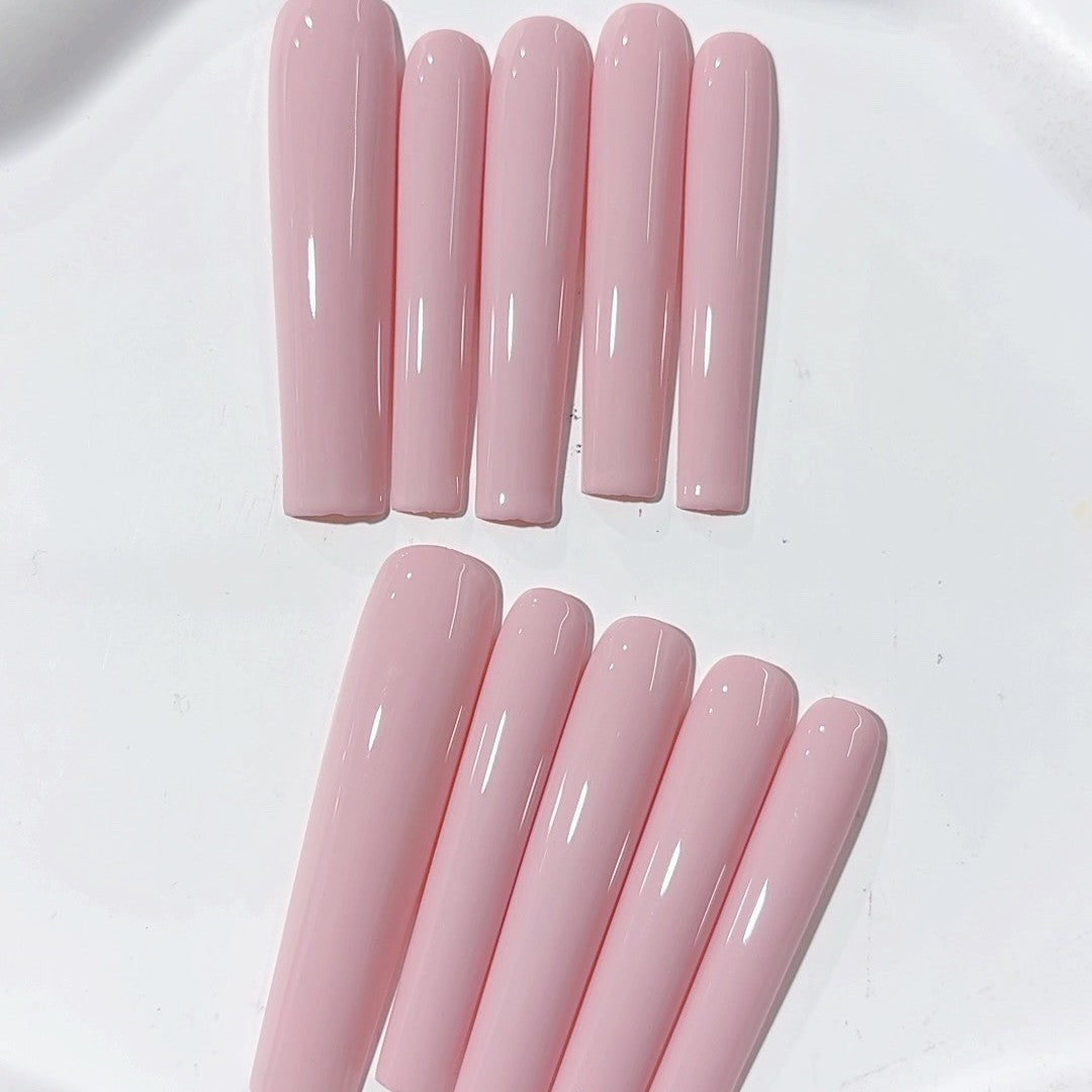 Soft Pink Minimal Glossy Extra Long Press On Nails