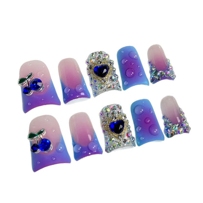 Uñas con forma de pico de pato, hielo transparente, rubor francés, uñas dulces y frescas, chica guapa, personalizadas, hechas a mano, venta al por mayor de fábrica de armaduras｜365nails
