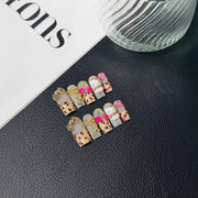 365nails: "Y2K Safari" – 3D Character & Leopard Print Handmade Short Square Nails