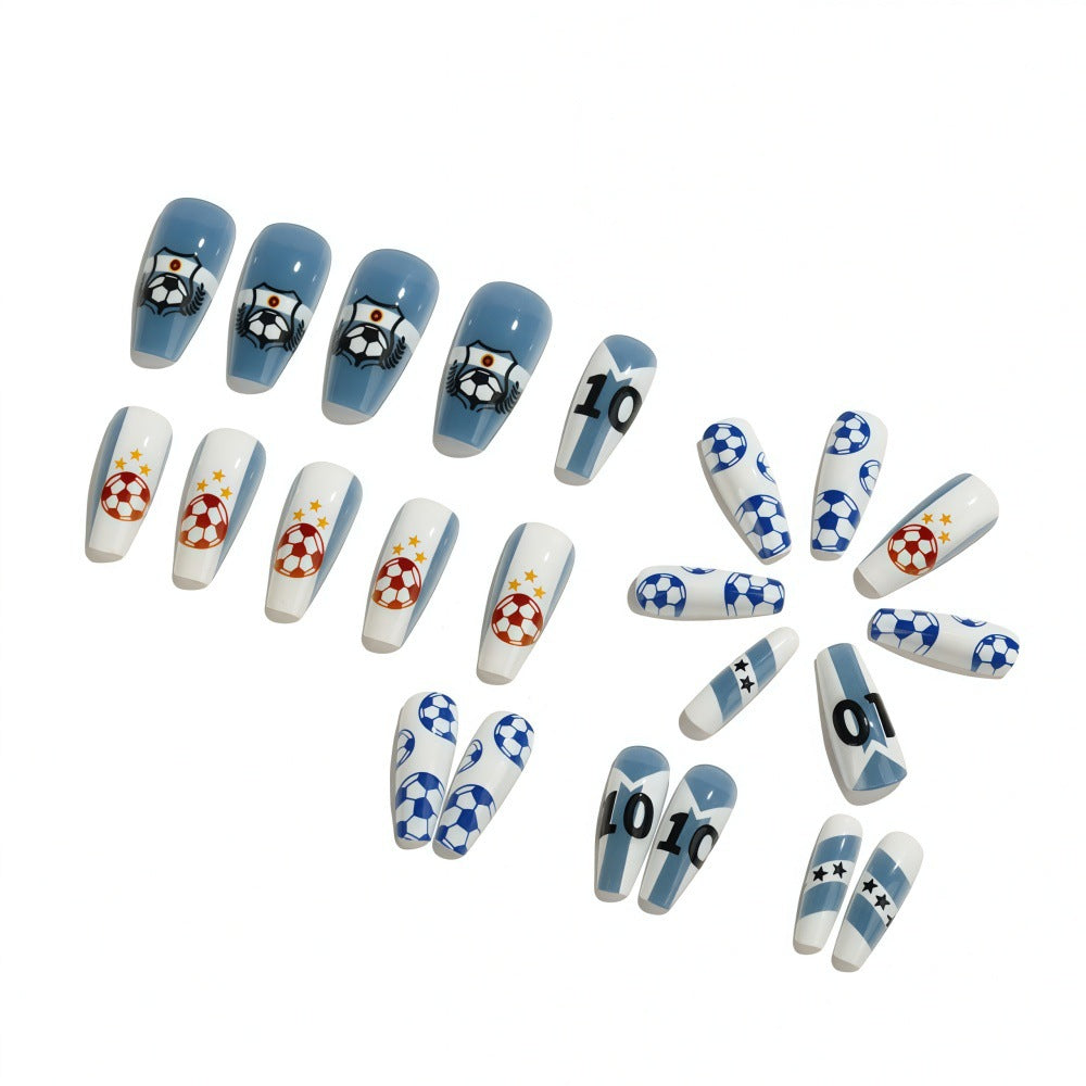Unhas Postiças Copa do Mundo Azul Céu #10 (Brilhante/24unidades/Caixão Médio)