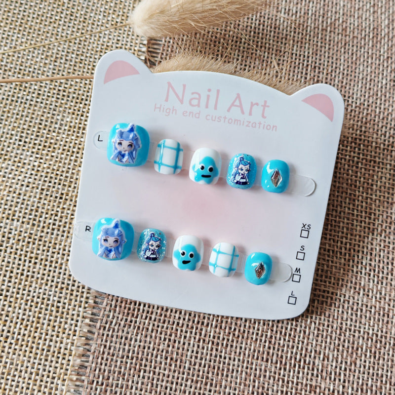 365nails: "mythical nezha" – short round handmade kids press-on nails