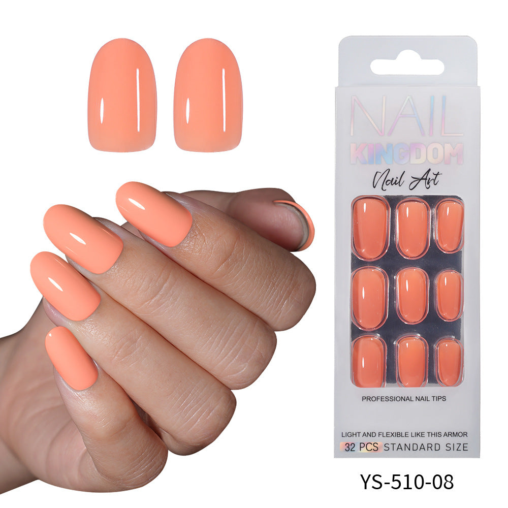 Popular solid color press on nails advanced sense versatile patch nail art short oval removable fake nail piece wholesale