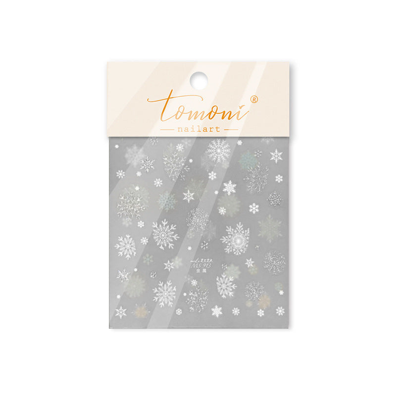 Winter Snowflake Collection: "Frosty Sparkle" – 3D Metallic Silver Nail Sticker