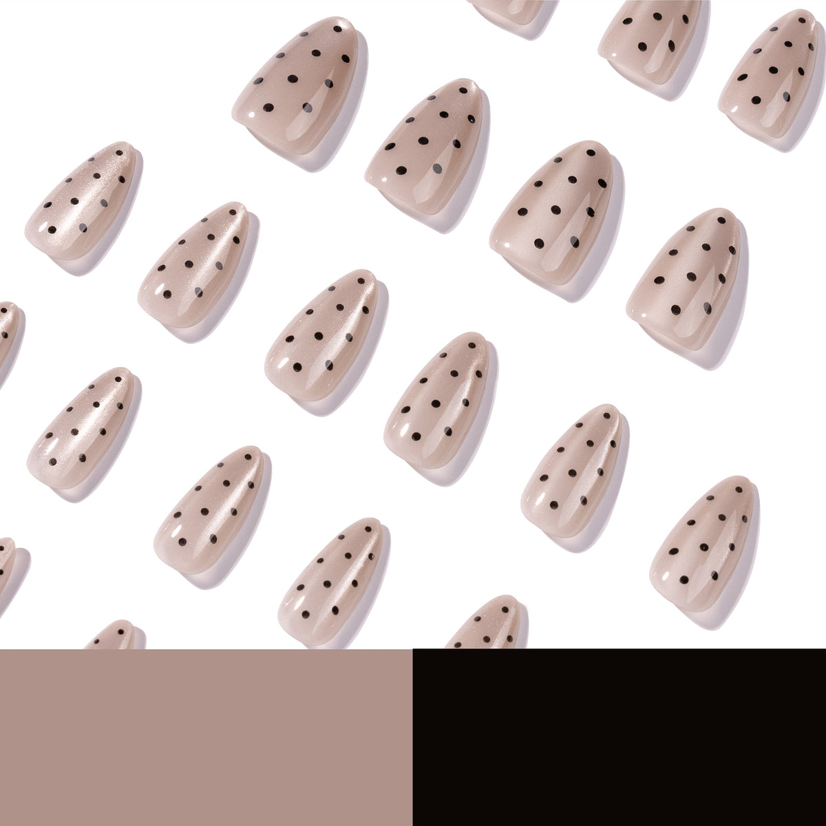 „Sheer Nude Polka Dot Almond“ – klassische minimalistische Press-on-Nägel