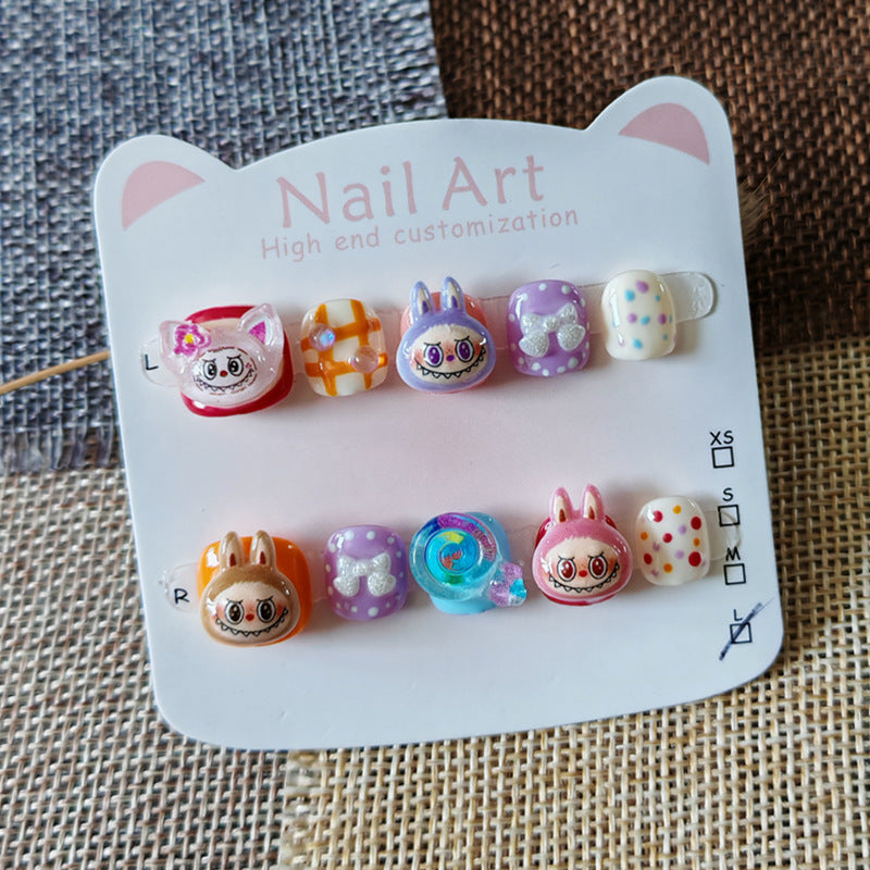 365nails-Labubu Mix & Match Kids Series: "Cute Monster Carnival" – Short Square Kids Nail Art