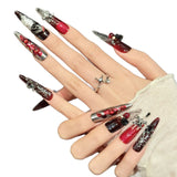 Red Black Gothic Rose Skull Vampire Nails