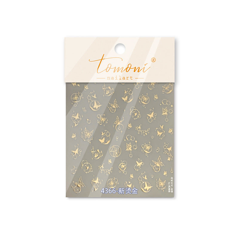 365nails: "Gold Metallic Butterfly Bubble" – Nail Art Stickers