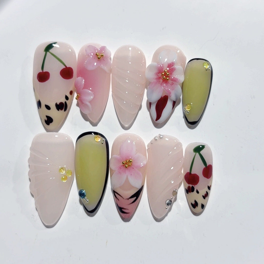 Fruit Fantasy: "Cherry Blossom" – Almond Press-Ons