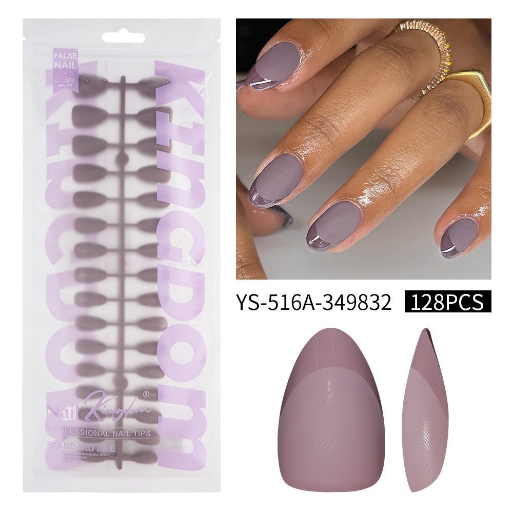 Nail Tips popular French press on nails almond nail short matte removable fake nail 128 pieces bagged nail art