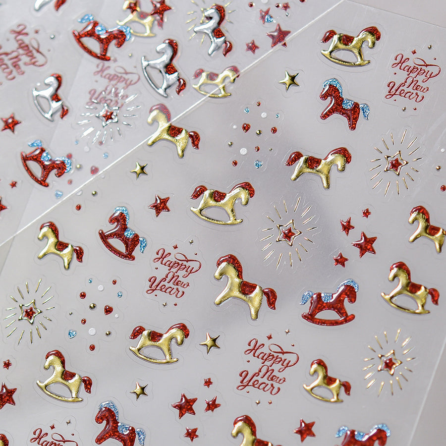 Festive Rocking Horse – New Year Lucky Nail Art Set