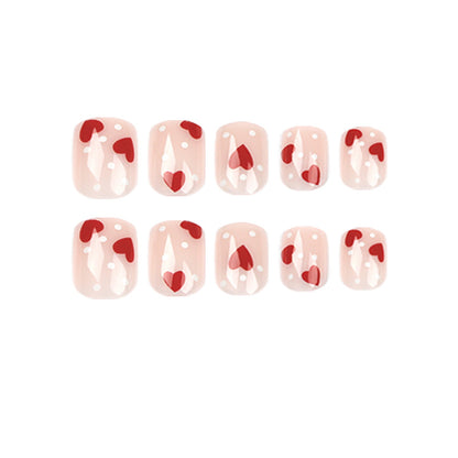 white polka dots red love nail patch wholesale nail art  finished  removable｜365nails