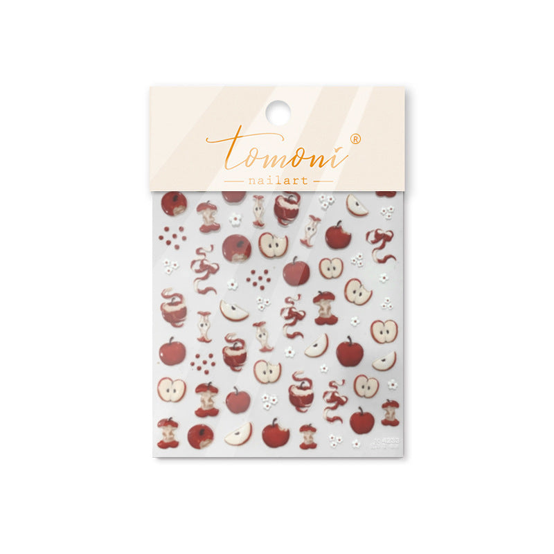 Red Apple Fun Collection: "Crisp Apple" – 3D Embossed Nail Sticker