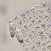 365nails: 파스텔 크리스탈 리본 반짝이 네일 아트 스티커