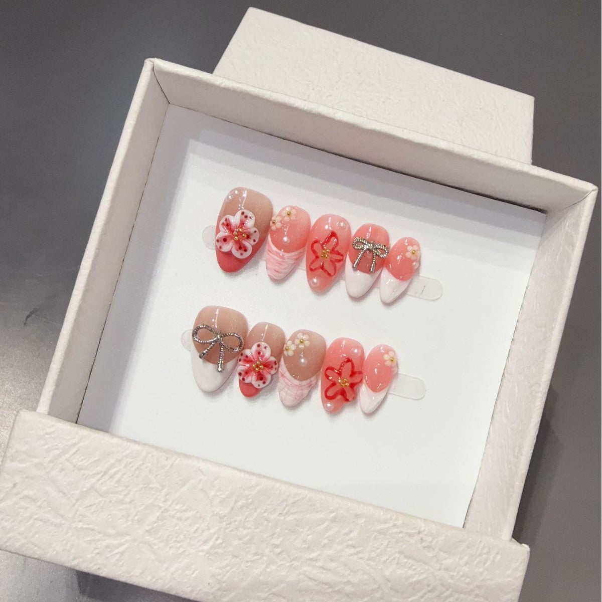 365nails: "Candy Blossom" – 3D Flower Handmade Coffin Nails