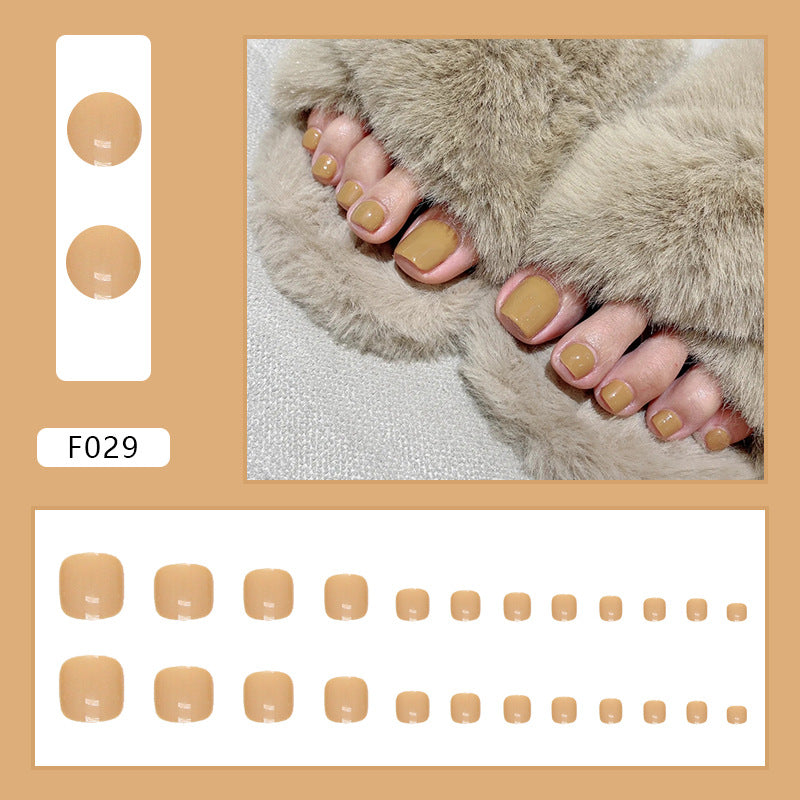 Press-on toenails  Khaki Yellow White Wholesale Removable Finished Products Popular Internet celebrity nails｜365nails