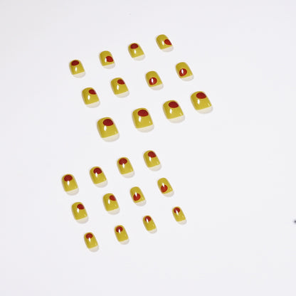 Mung bean yellow short Press on nails graffiti  contrasting nail pieces  Press on  wholesale fake nail nails｜365nails