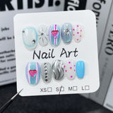 Unhas postiças curtas e sem costura, unhas postiças ultrafinas e sem costura, pintadas à mão, para manicure, estilo gatinhos descolados, atacado ｜365nails