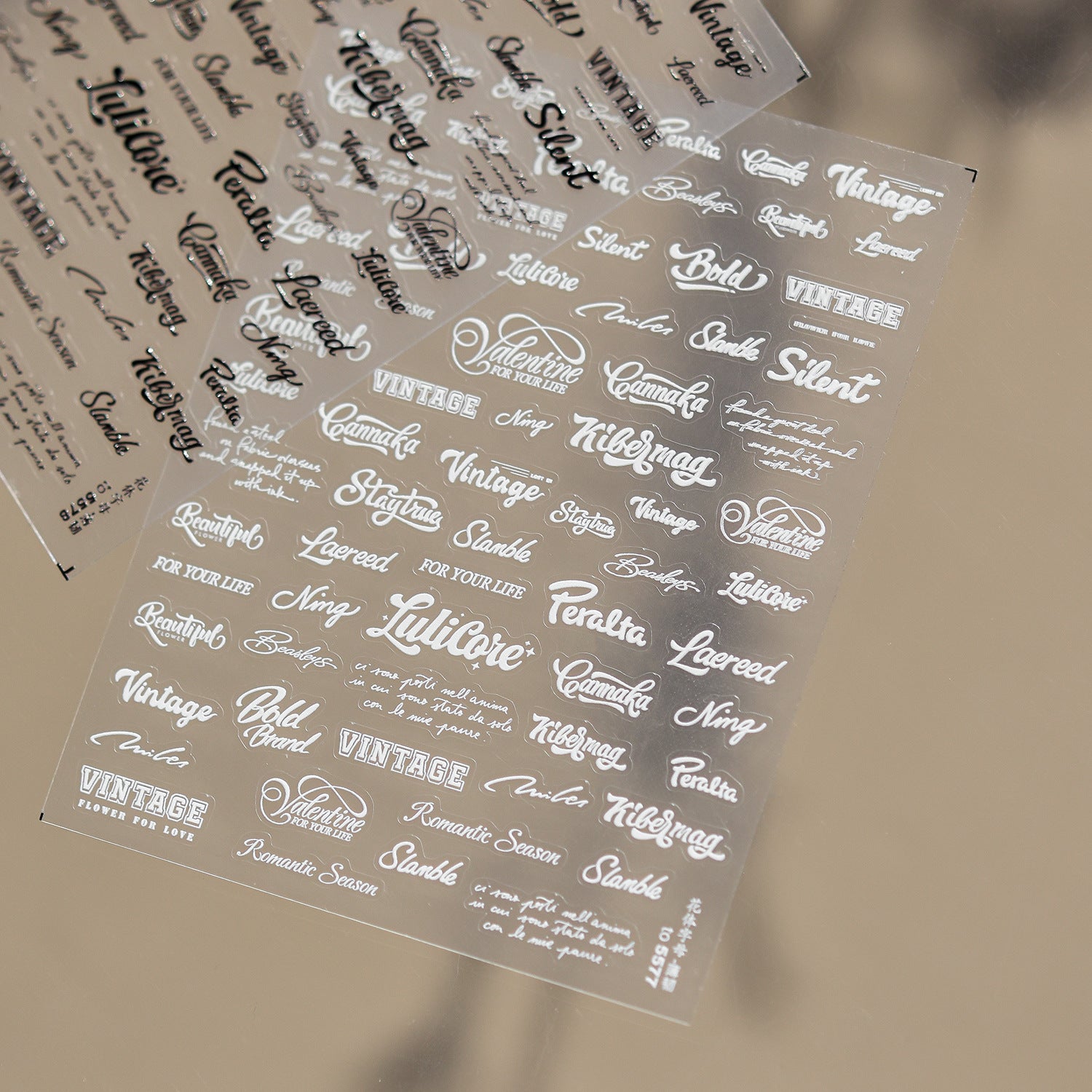 intage Cursive English Collection: "Vintage Love Letter" – 3D Embossed Nail Sticker