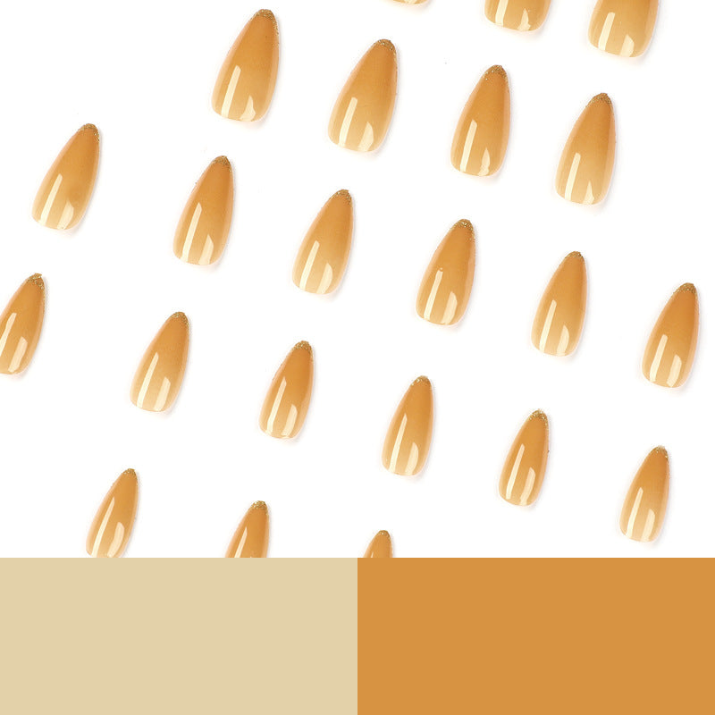 Uñas postizas Arte Simple Francés Uñas en Polvo Dorado Parche Uñas postizas avanzadas Uñas postizas Uñas removibles Parche｜365nails