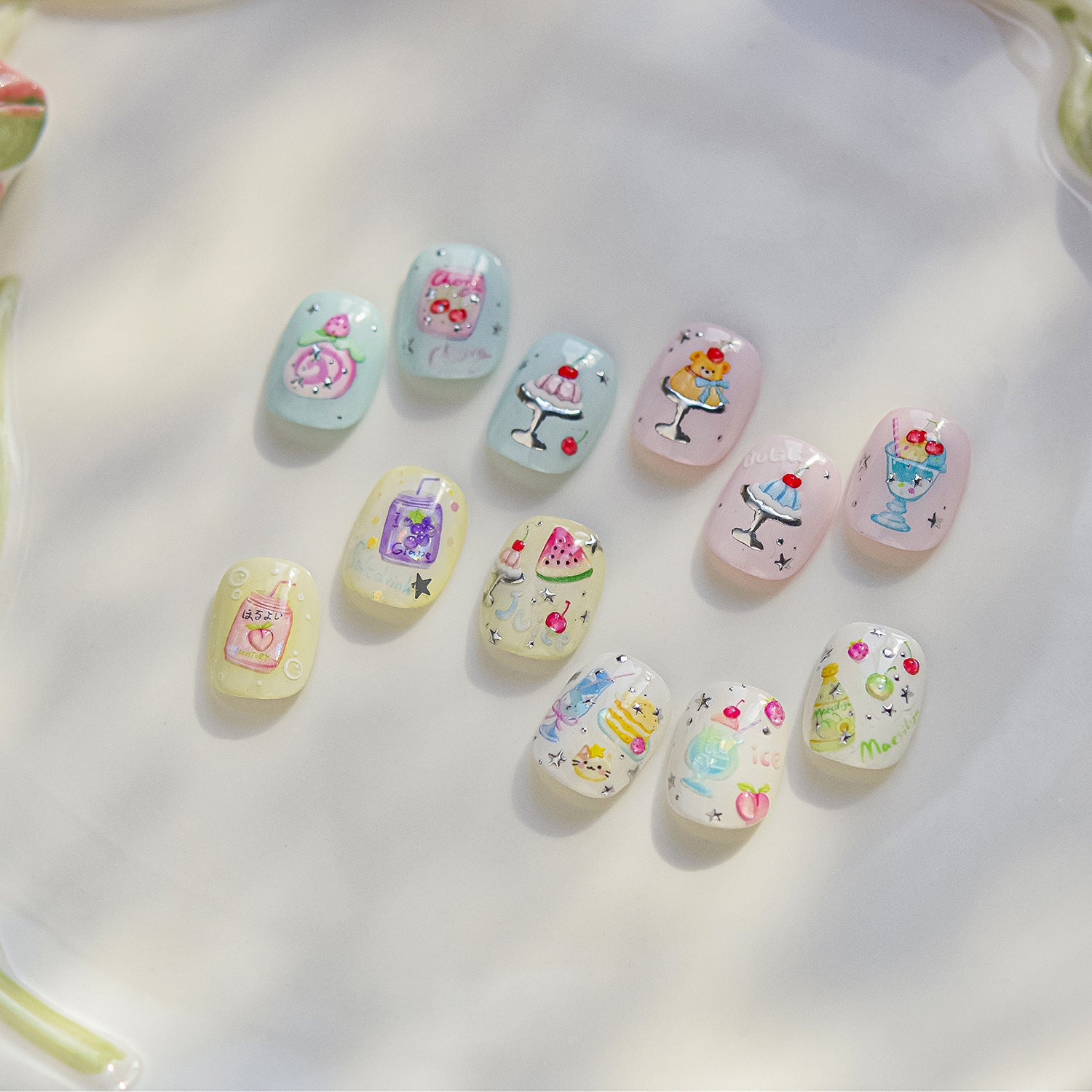 Summer Drink Collection: "Refreshing Summer Drink" – 3D Embossed Nail Sticker