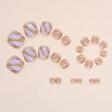 Doce irmã francesa rosa roxo glitter unhas postiças modelo unhas postiças simples onduladas unhas postiças arte peça de unha unhas｜365nails