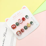 Christmas Cute Kids Press On Nails with Holiday Characters