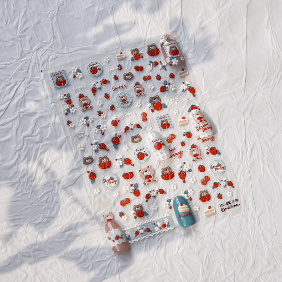 365nails: "miiiichan Strawberry Bear Sweet" – Nail Art Stickers