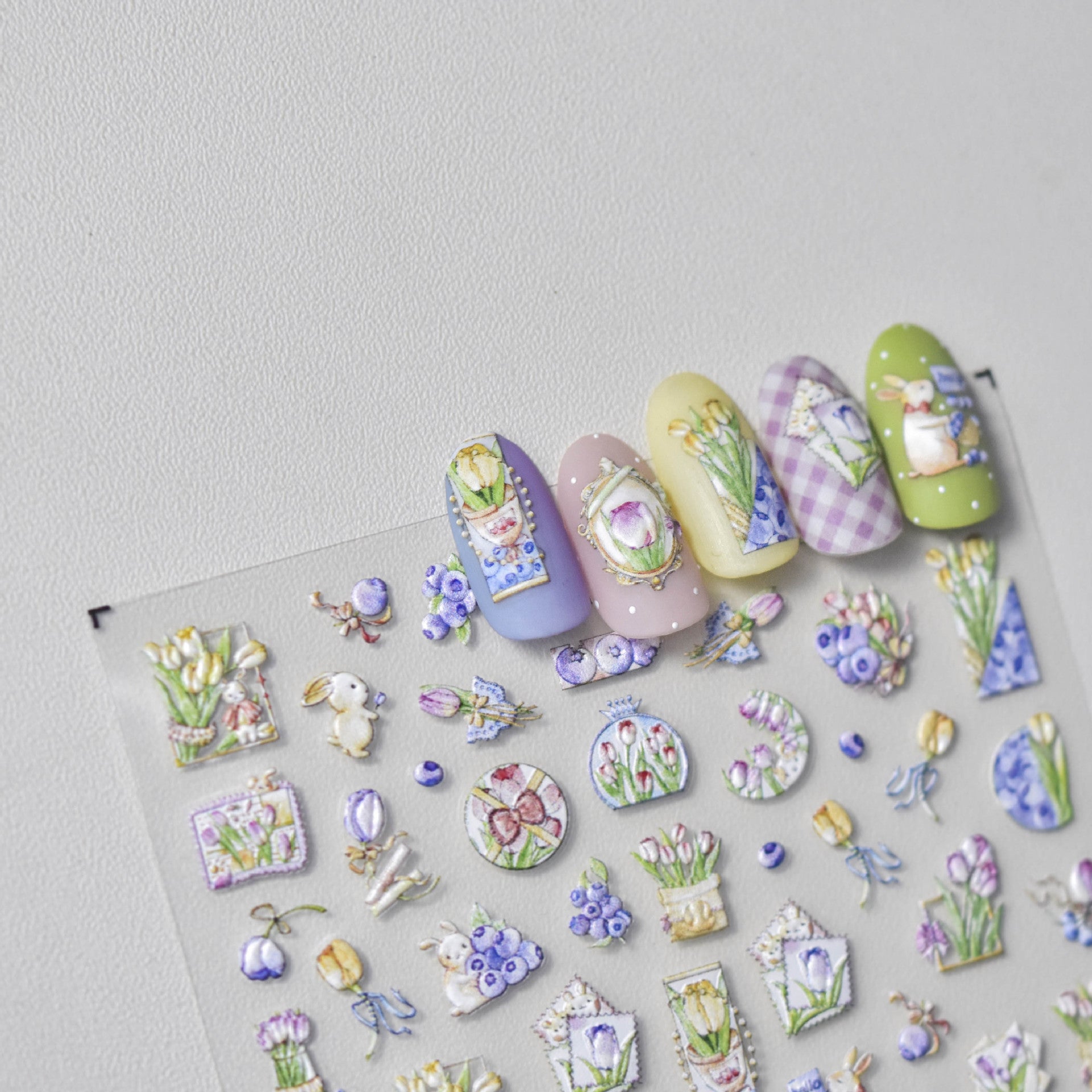365nails: "오리엔탈 백합 & 격자무늬" – 네일 아트 스티커