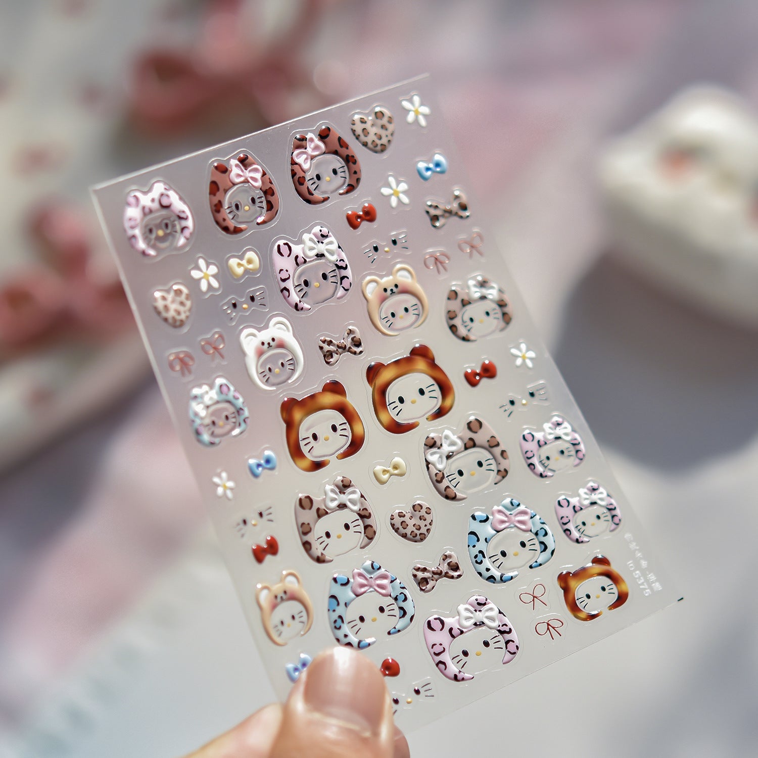 Hello Kitty Red Cherry & Mushroom Collection: "Cute Hello Kitty" – 3D Embossed Nail Sticker