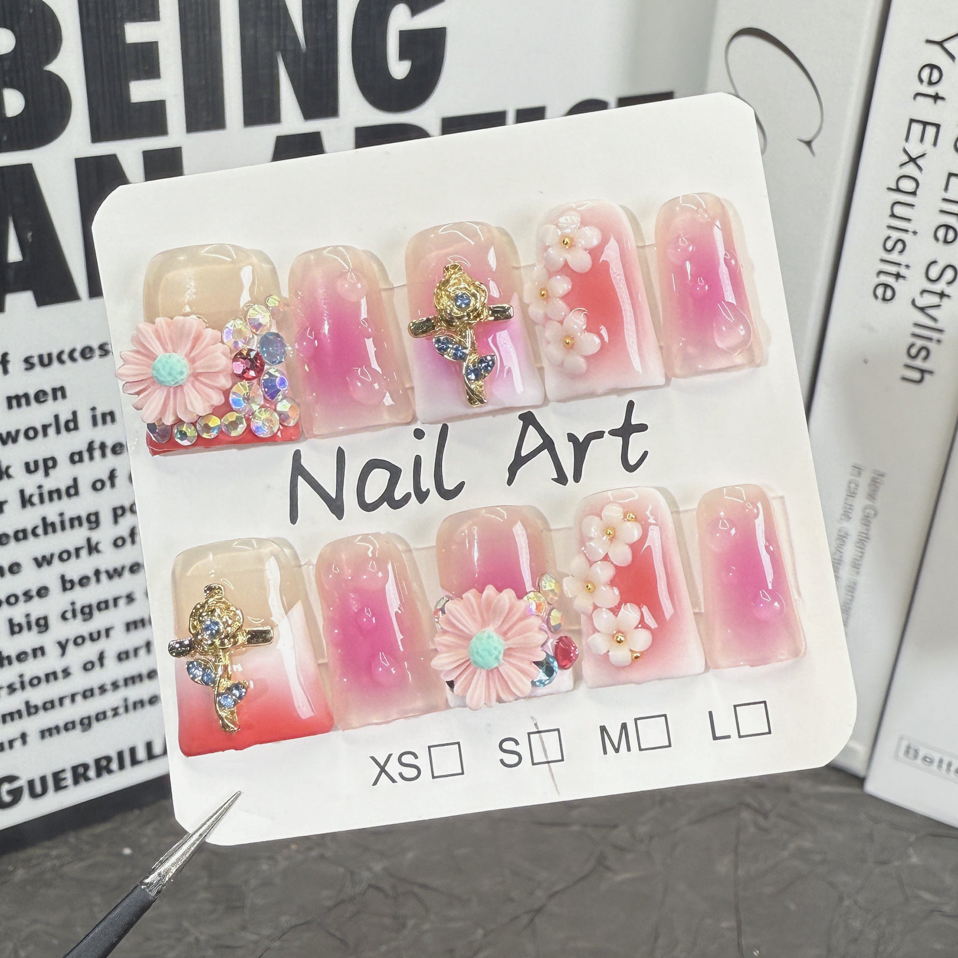 Uñas postizas con forma de pico de pato, color hielo, transparente, rubor, francesas, hechas a mano, fábrica de uñas postizas al por mayor | 365nails