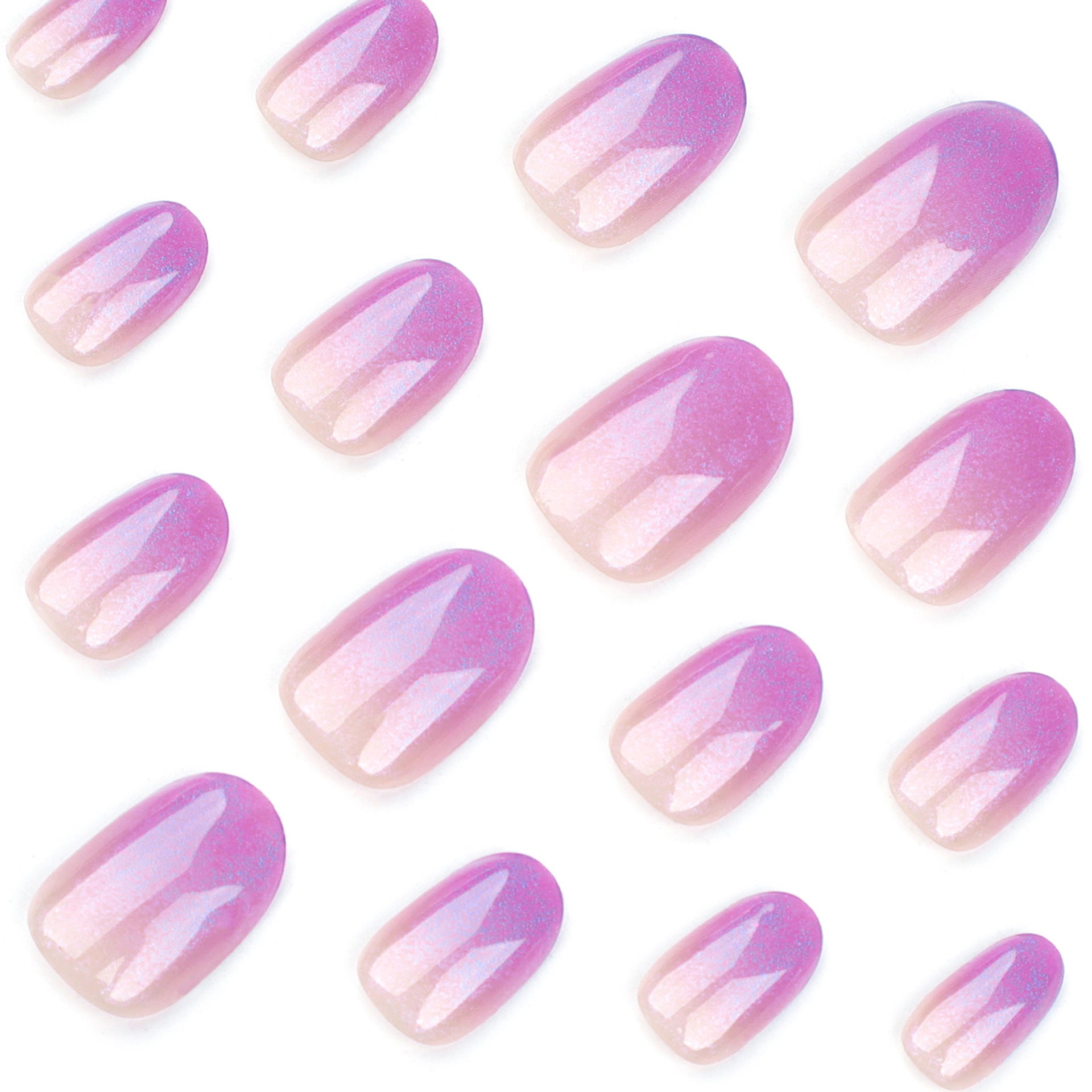 簡約法式紫色穿戴甲｜漸層短款圓形成品 批發｜365nails
