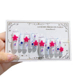Red Blue Star Pop Art Press On Nails