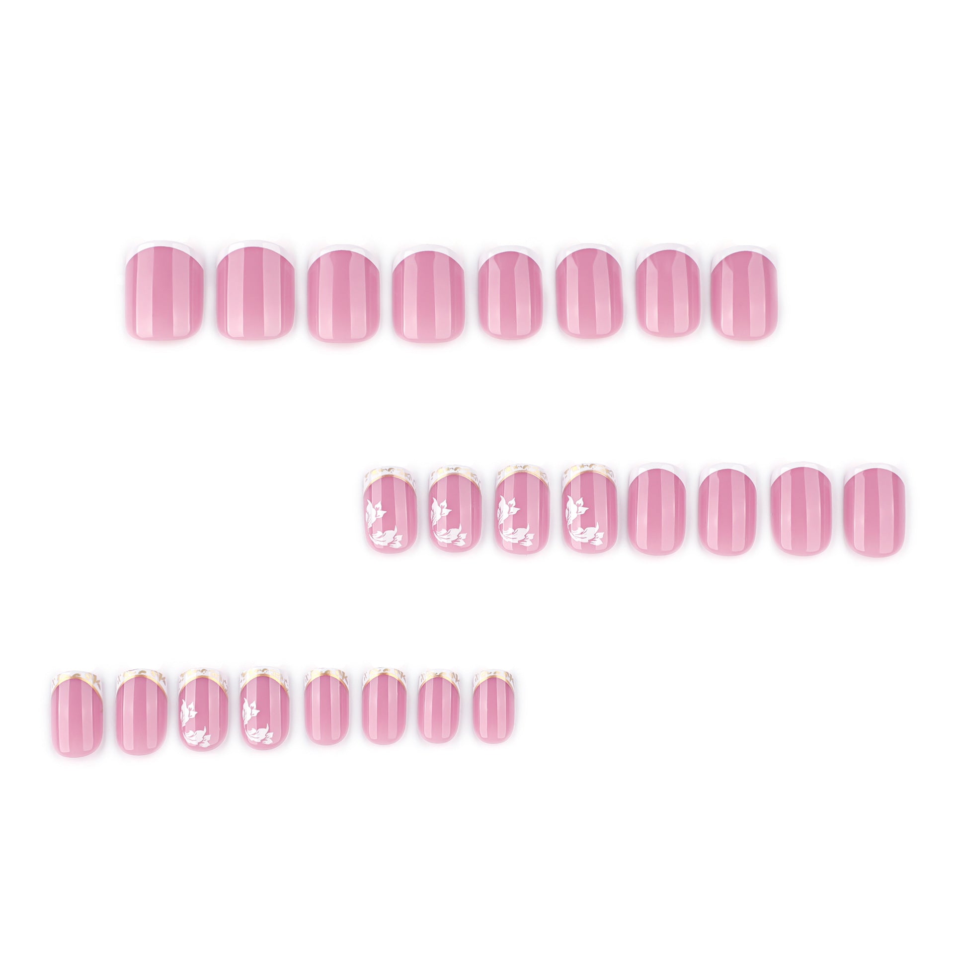 歐美風夏日柔美白花穿戴甲（短款方形）成品批發｜365nails