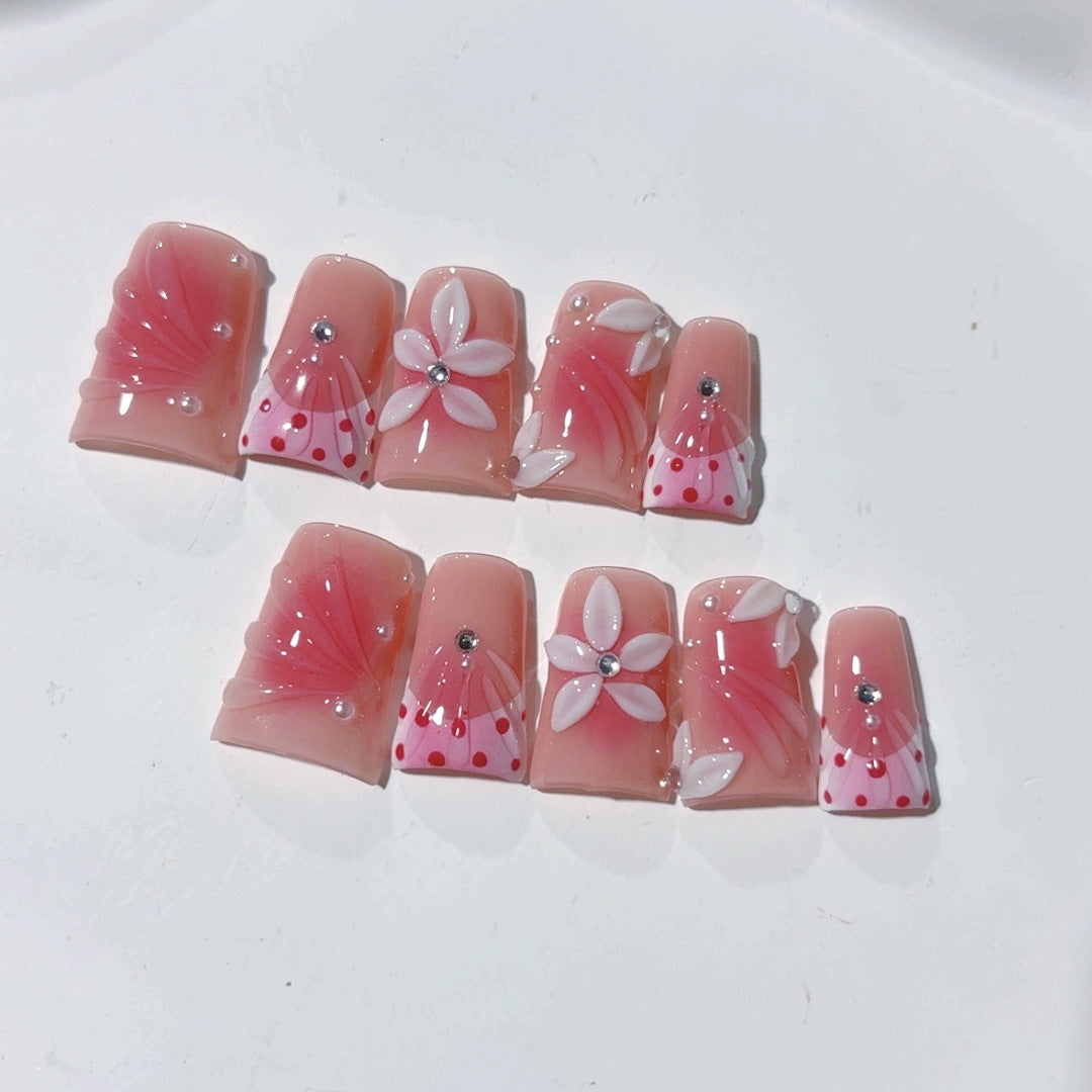 Sakura Blush: "Pink Petal" – Short Square Press-Ons