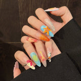 island vacation style wearing three-dimensional starfish fake nails Epoxy shell hand pinching flowers | 365nails