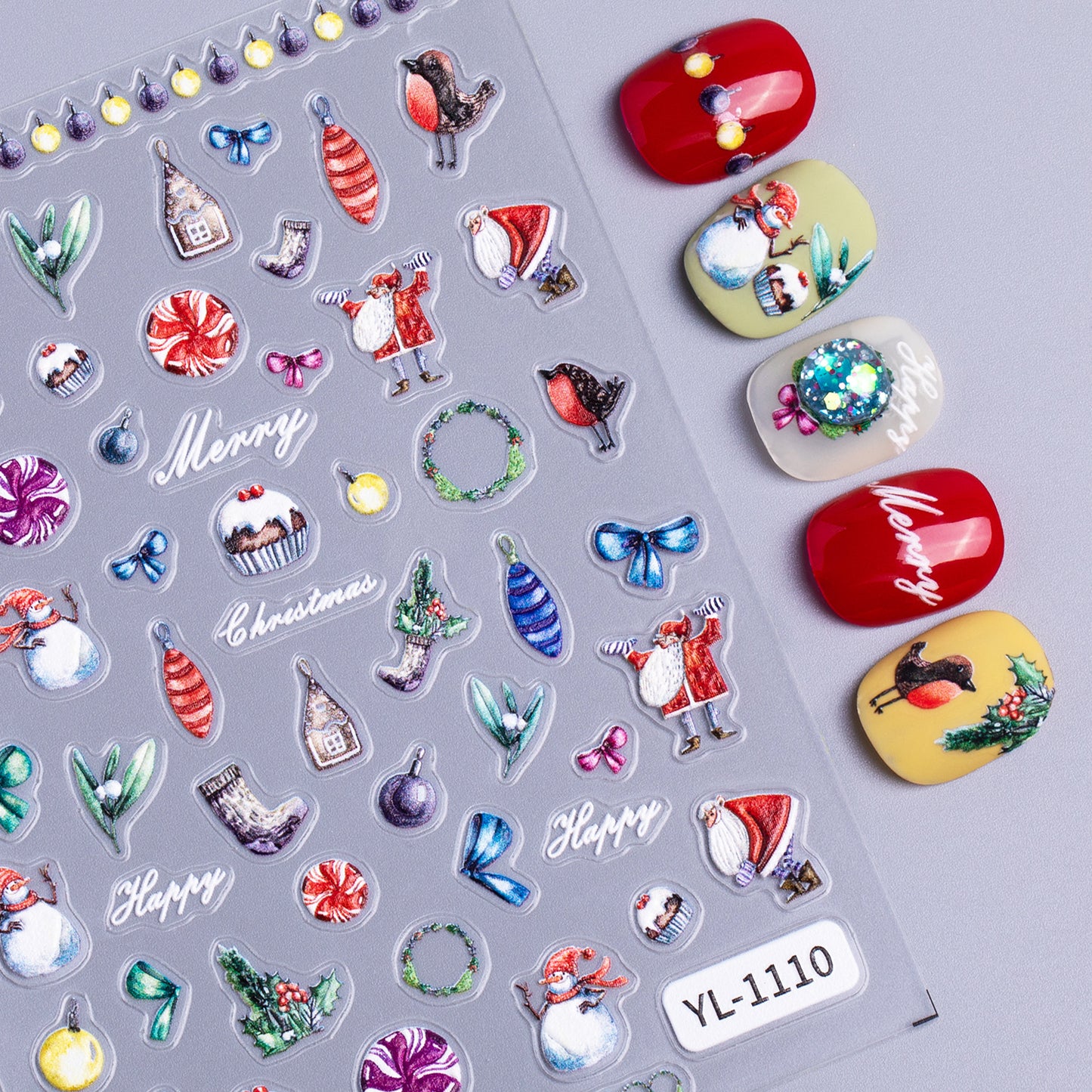 Christmas themed nail art sticker 5D relief three-dimensional cute snowman DIY Christmas nail sticker jewelry YL