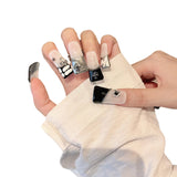 [Rinning Moon Starlight] Hand-painted smudged goth dark cyberpunk advanced sense handmade press on nails finished nail art | 365nails