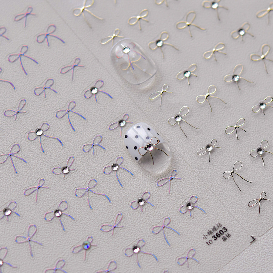 Holographic Bow: "Iridescent Pink Crystal" – 3D Nail Sticker