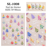 Winter Christmas Tree Nail Art Sticker 5D Embossed Three-dimensional Adhesive Christmas Ornament Nail Sticker SL