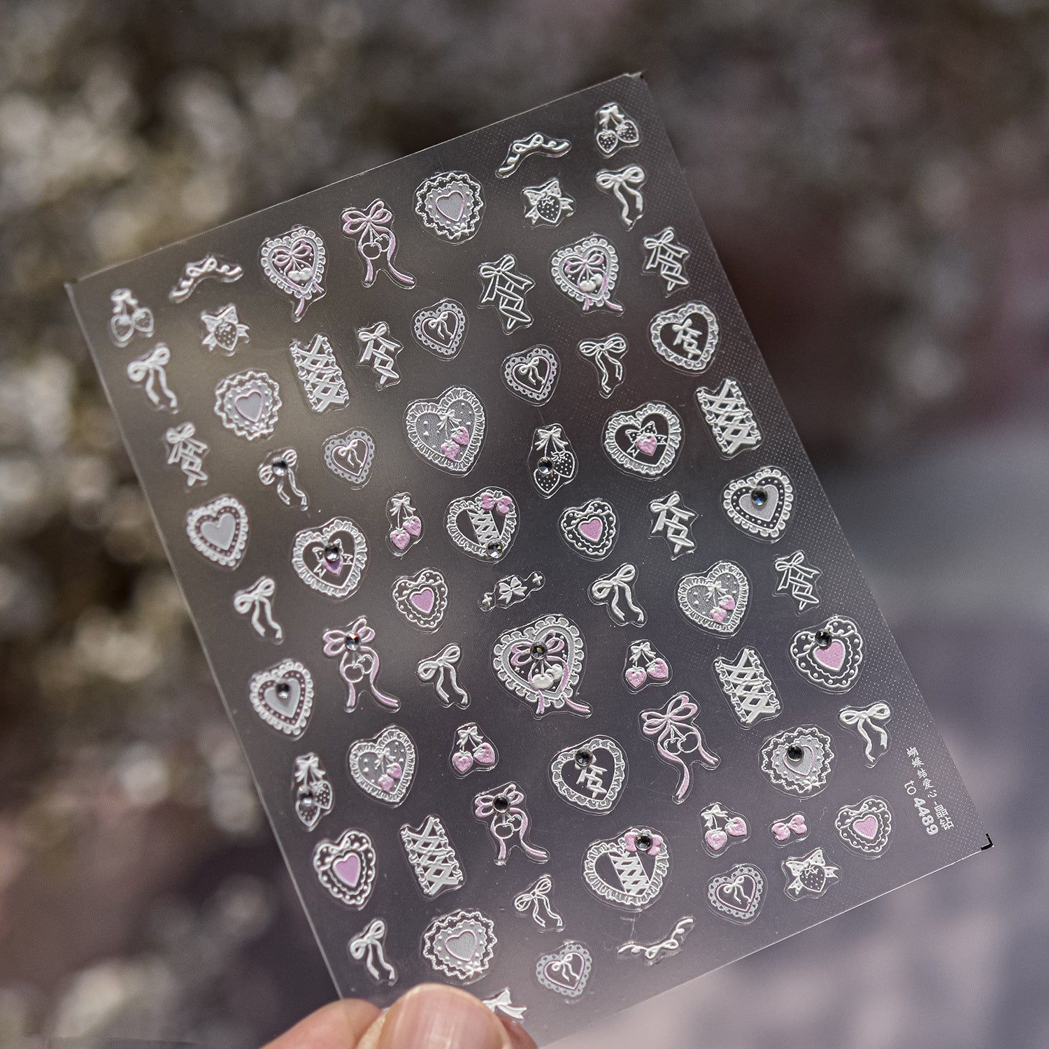 Crystal Diamond Lace Heart Collection: "Elegant Crystal Heart" – 3D Embossed Nail Sticker